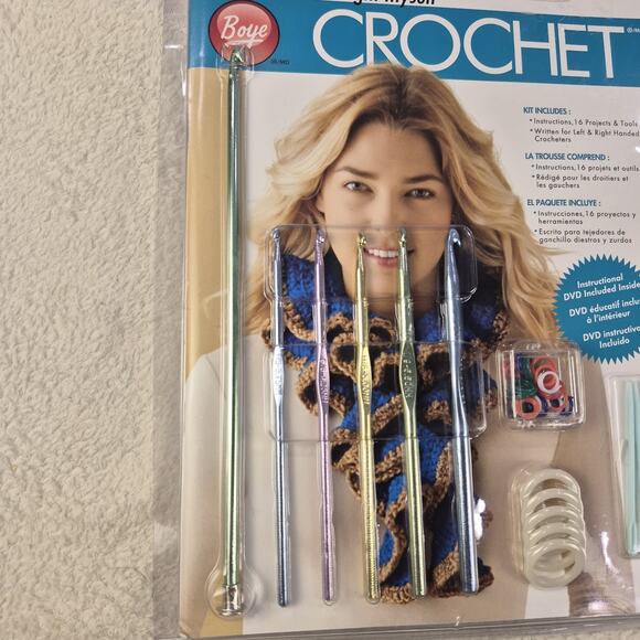 Boye Crochet Beginners Kit with DVD, Book, and Tools - NEW - Picture 5 of 12